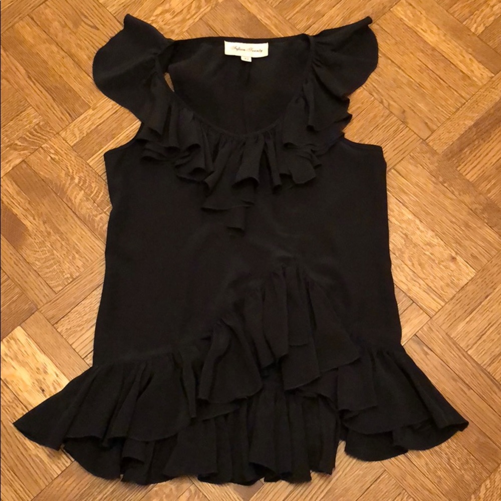 Fifteen Twenty Black Silk Ruffle Top